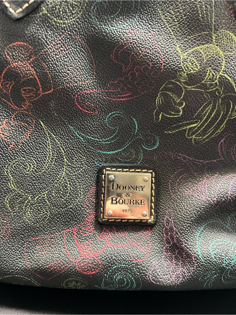 Dooney & Bourke Disney EPCOT Food & Wine Festival Satchel Black Sketch 2014 rare - Picture 2 of 8